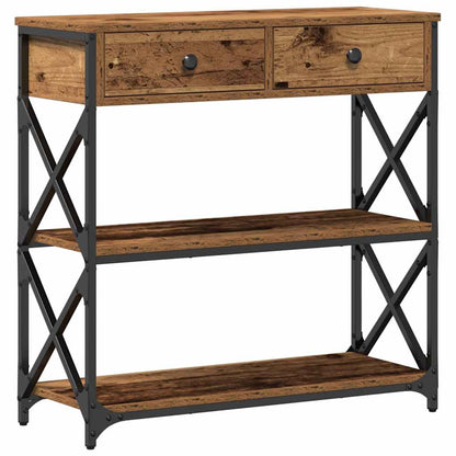 vidaXL Console Bois de récupération 75 x 28 x 75 cm Bois stratifié et métal