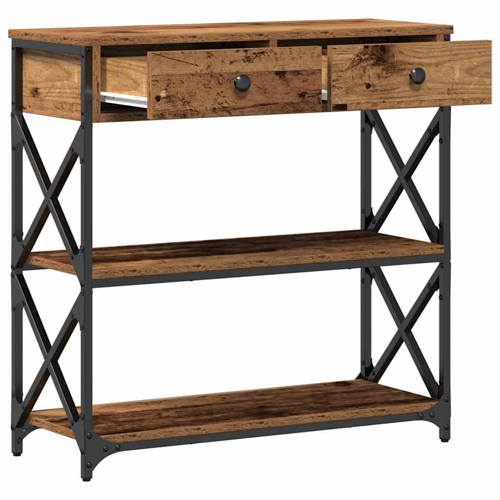 vidaXL Console Bois de récupération 75 x 28 x 75 cm Bois stratifié et métal