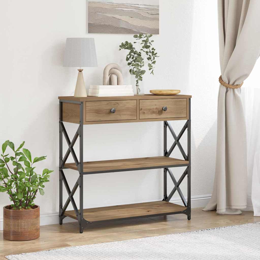 vidaXL Console de table avec tiroirs Chêne artisanal 75 x 28 x 75 cm