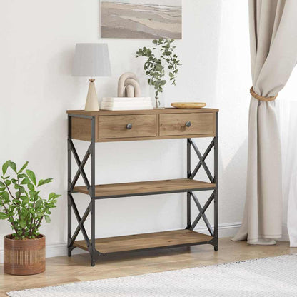 vidaXL Console de table avec tiroirs Chêne artisanal 75 x 28 x 75 cm