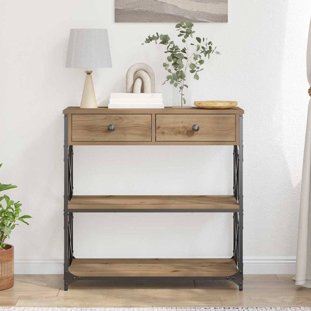 vidaXL Console de table avec tiroirs Chêne artisanal 75 x 28 x 75 cm