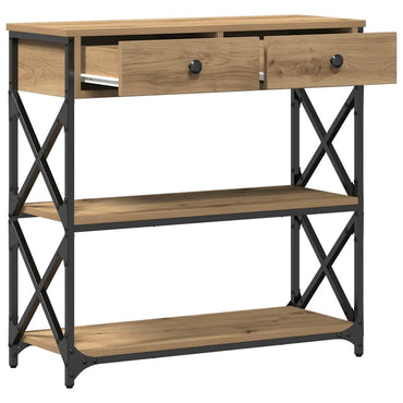 vidaXL Console de table avec tiroirs Chêne artisanal 75 x 28 x 75 cm