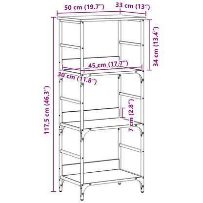 vidaXL Bibliothèque noire aspect chêne 50 x 33 x 117,5 cm