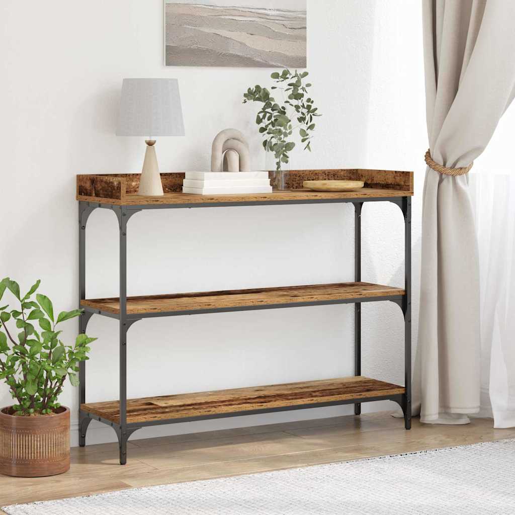 vidaXL Konsolentisch Altholz 100 x 30 x 80 cm Schichtholz und Metall