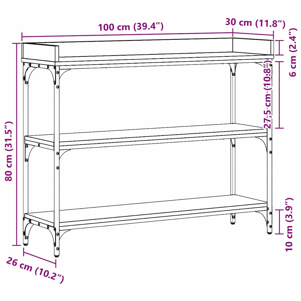 vidaXL Konsolentisch Altholz 100 x 30 x 80 cm Schichtholz und Metall