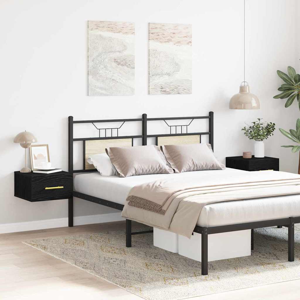 Nachttisch 2 pcs Schwarz Eichen-Optik 35 x 35 x 20 cm