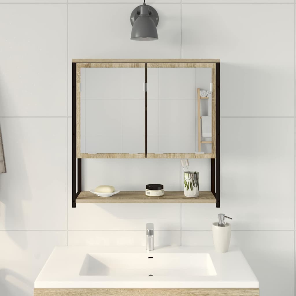 Badezimmer Spiegel mit Regal Wandmontiert Beige 60 x 16 x 60 cm