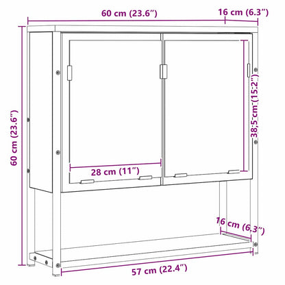 vidaXL Badezimmer Spiegel mit Regal Wandmontiert Beige 60 x 16 x 60 cm