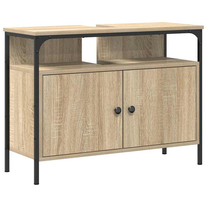 vidaXL Waschbeckenschrank mit Tür Braun 80 x 30 x 60 cm Holzwerkstoff