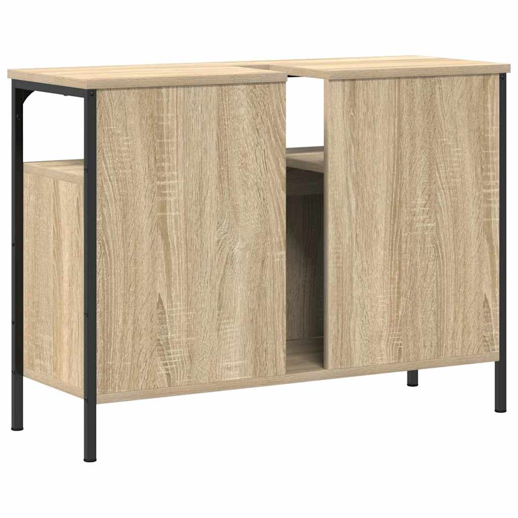 vidaXL Waschbeckenschrank mit Tür Braun 80 x 30 x 60 cm Holzwerkstoff