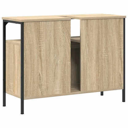 vidaXL Waschbeckenschrank mit Tür Braun 80 x 30 x 60 cm Holzwerkstoff