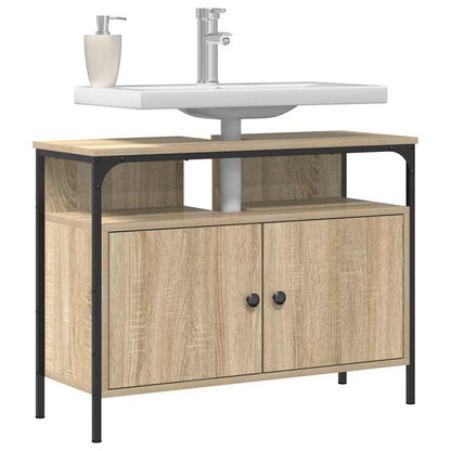 vidaXL Waschbeckenschrank mit Tür Braun 80 x 30 x 60 cm Holzwerkstoff