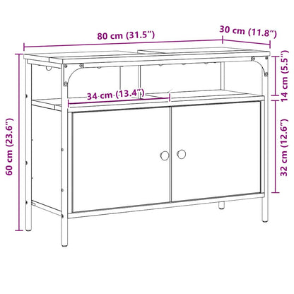 vidaXL Waschbeckenschrank mit Tür Braun 80 x 30 x 60 cm Holzwerkstoff