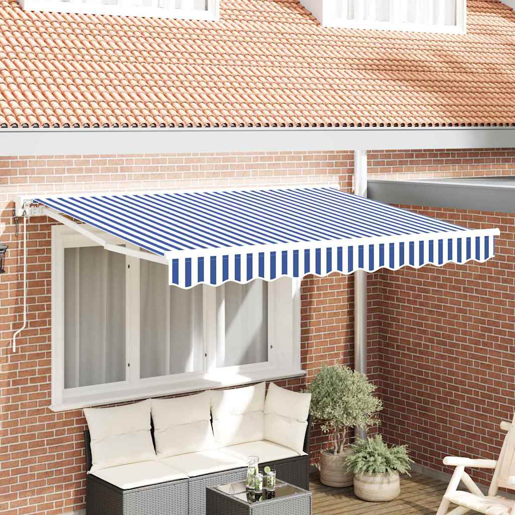 vidaXL Einziehbare Markise Blau und Weiß 250x200 cm Stoff