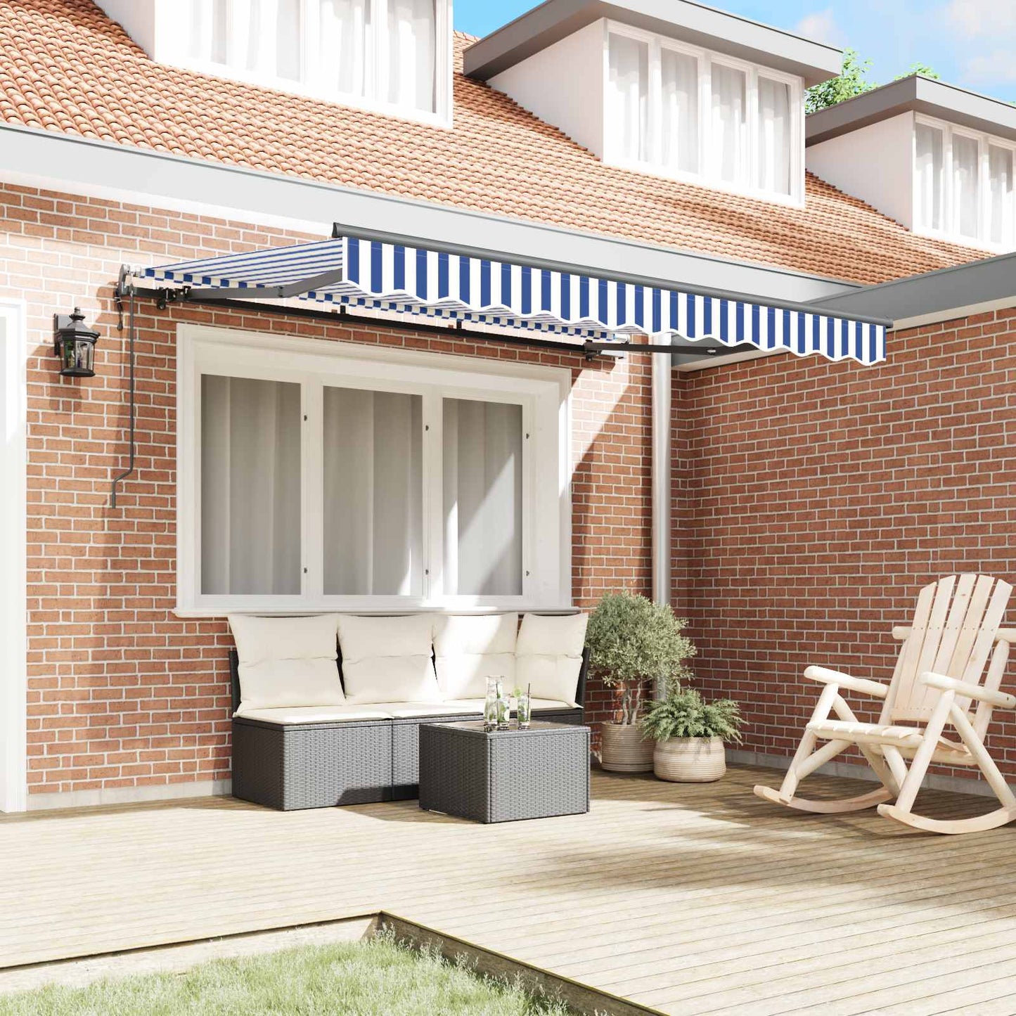 Einziehbare Markise Blau 250 x 200 cm Stoff