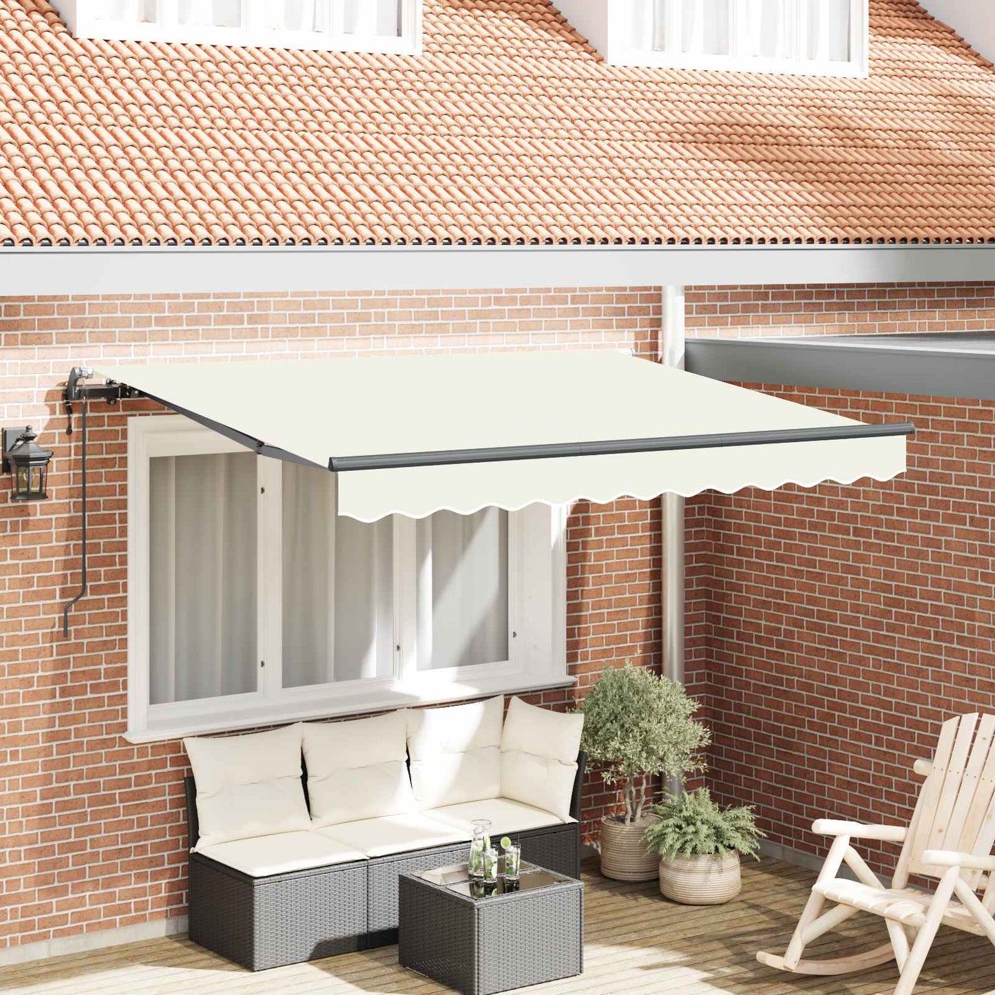 vidaXL Einziehbare Markise Creme 250 x 200 cm Polyester und Aluminium