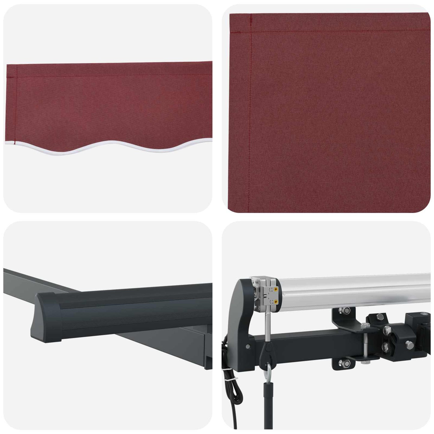 vidaXL Einziehbare Markise Bordeauxrot 250 x 200 cm