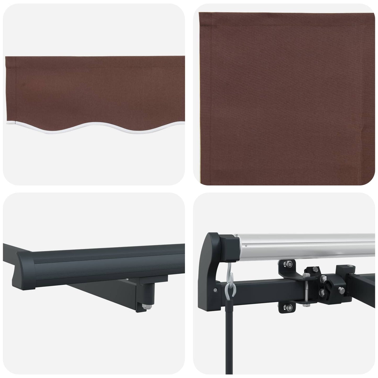 vidaXL Einziehbare Markise Braun 250 x 200 cm Polyester und Aluminium