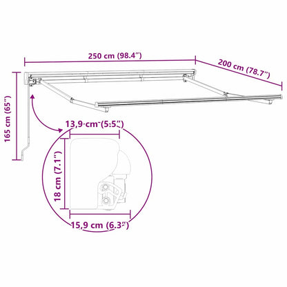 vidaXL Einziehbare Markise Rot und Weiß 250x200 cm Stoff