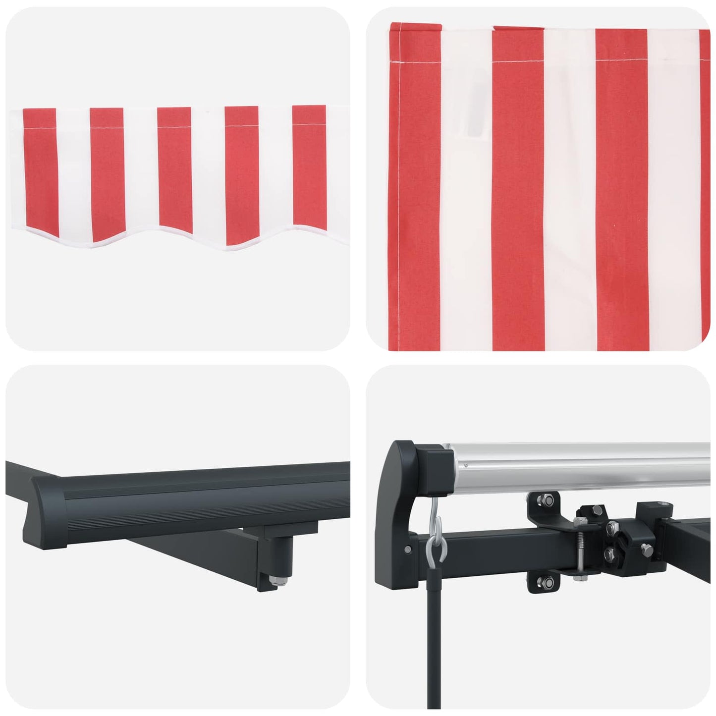 vidaXL Einziehbare Markise Rot und Weiß 250 x 200 cm