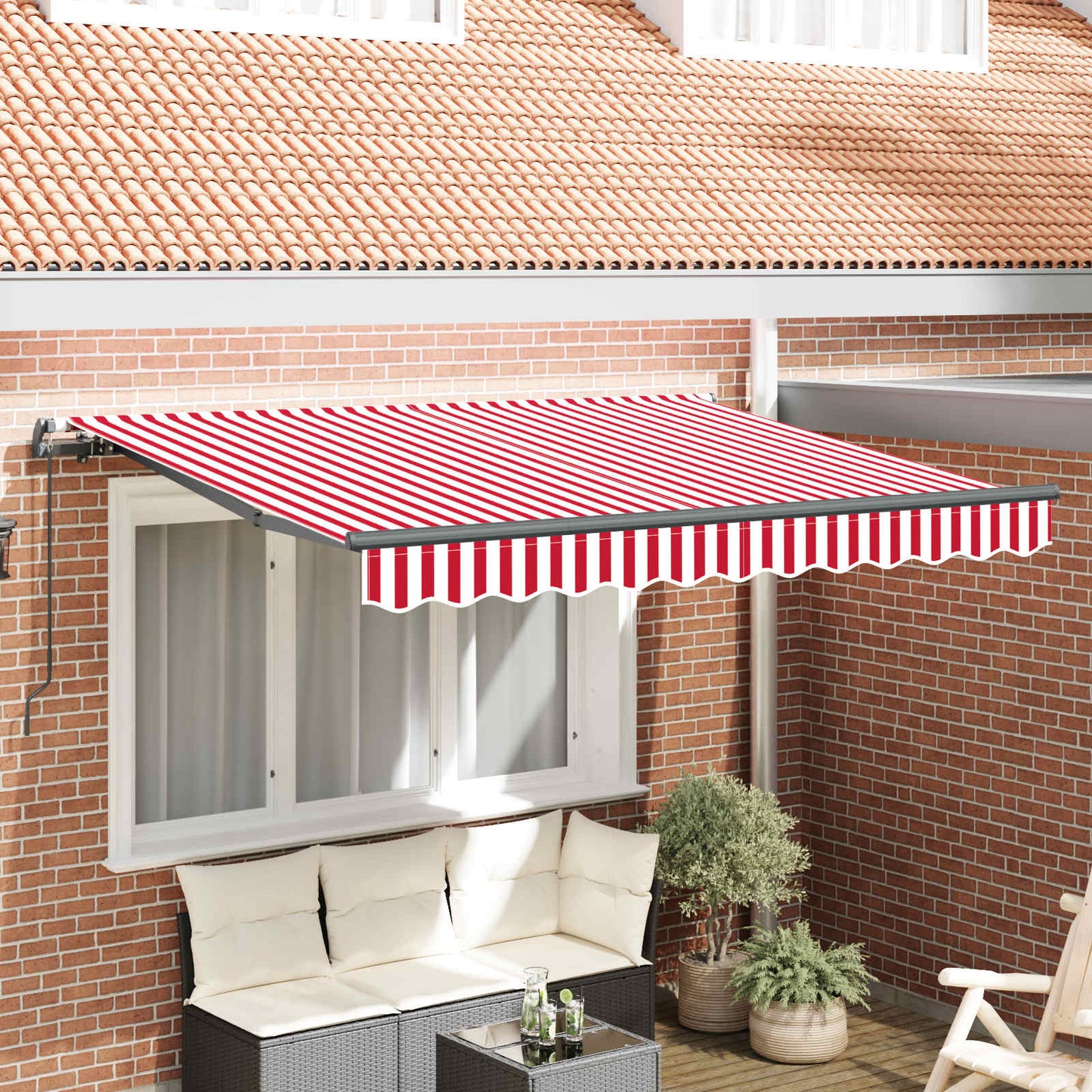 vidaXL Einziehbare Markise Rot und Weiß 250 x 200 cm