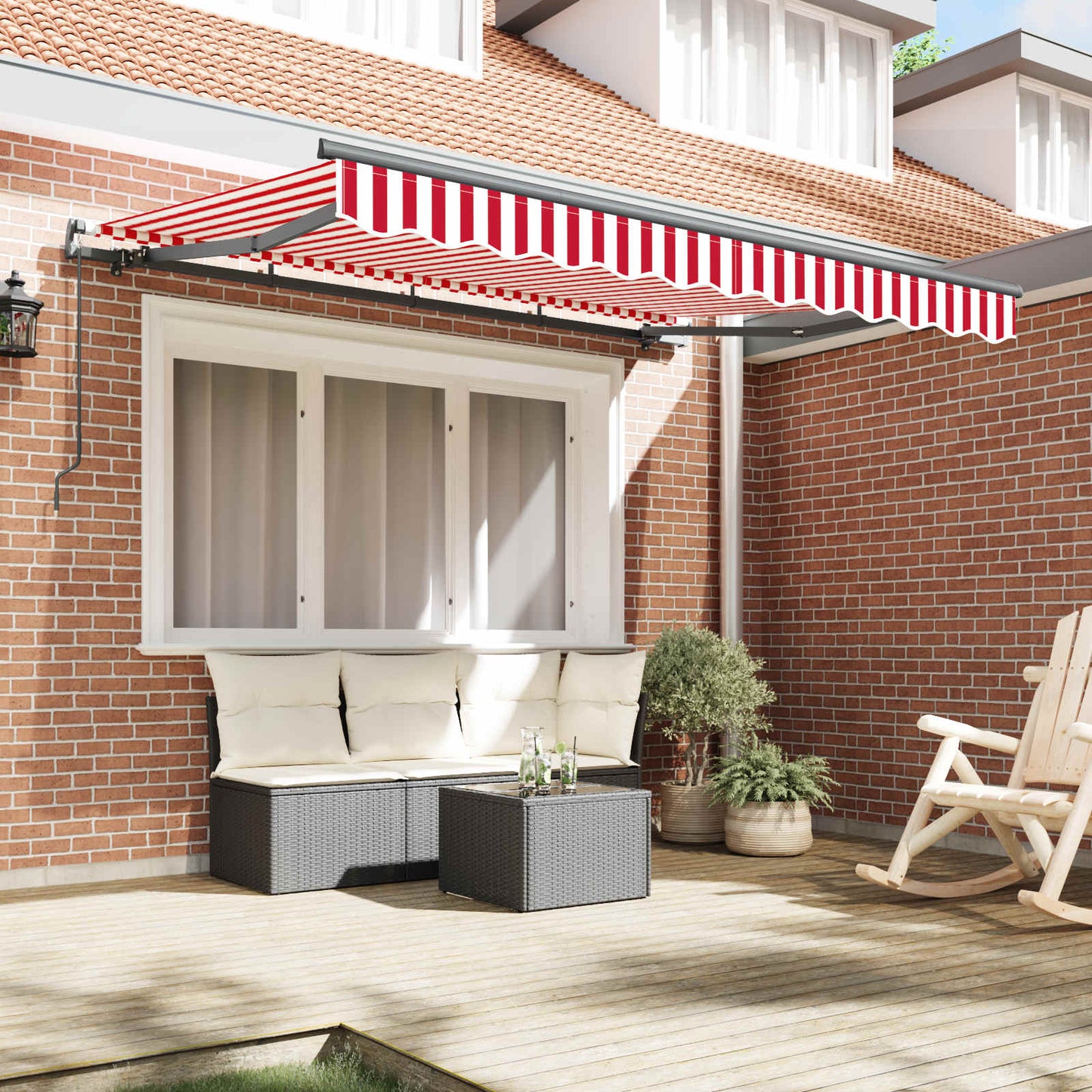 vidaXL Einziehbare Markise Rot und Weiß 250 x 200 cm