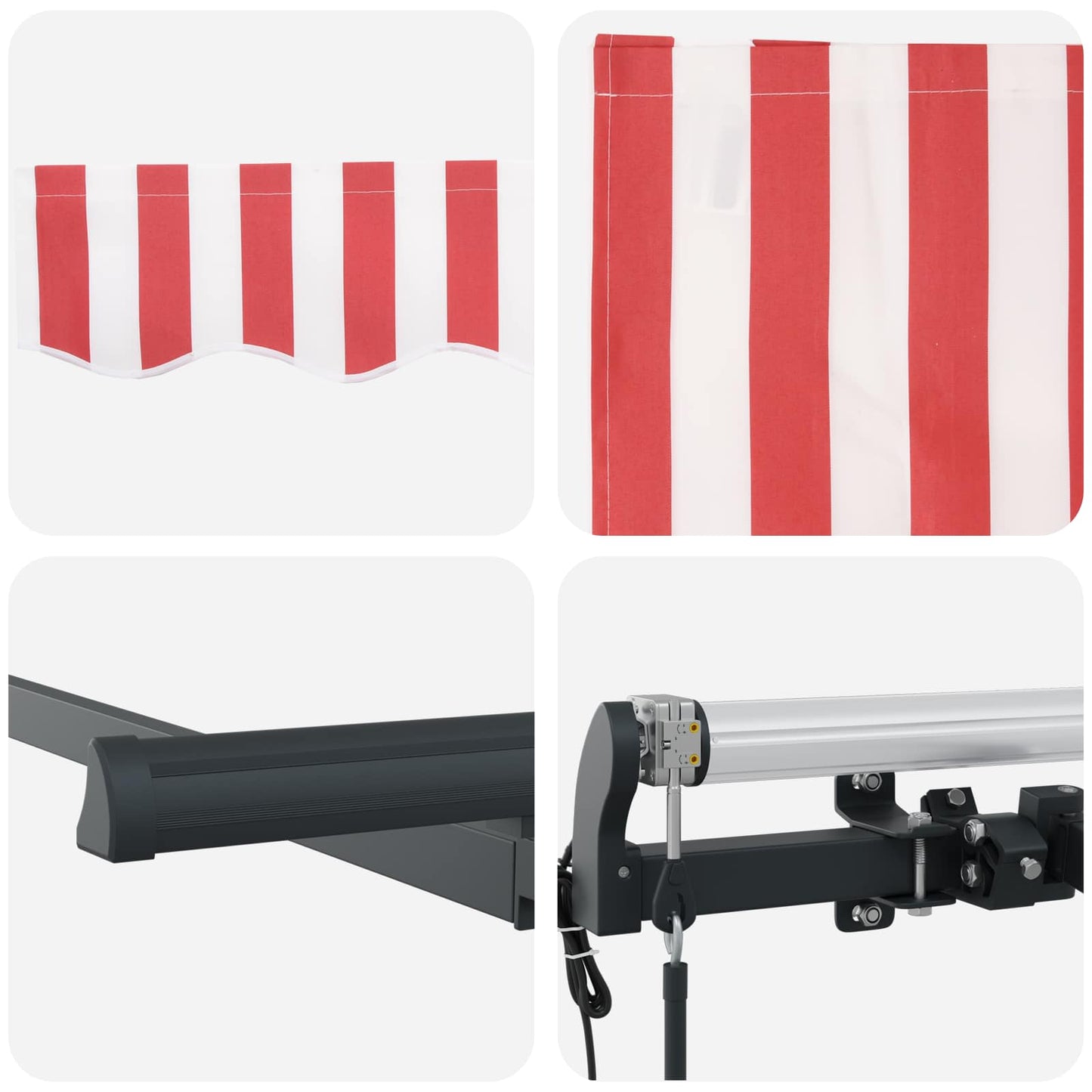 vidaXL Einziehbare Markise Rot und Weiß 250 x 200 cm