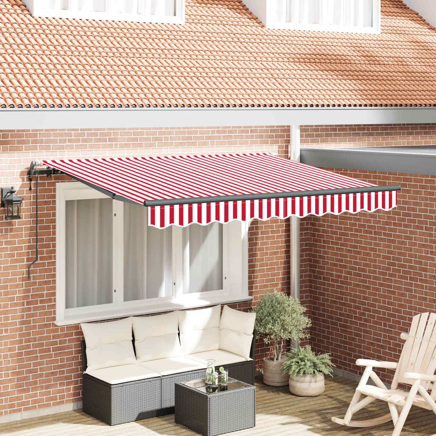 vidaXL Einziehbare Markise Rot und Weiß 250 x 200 cm
