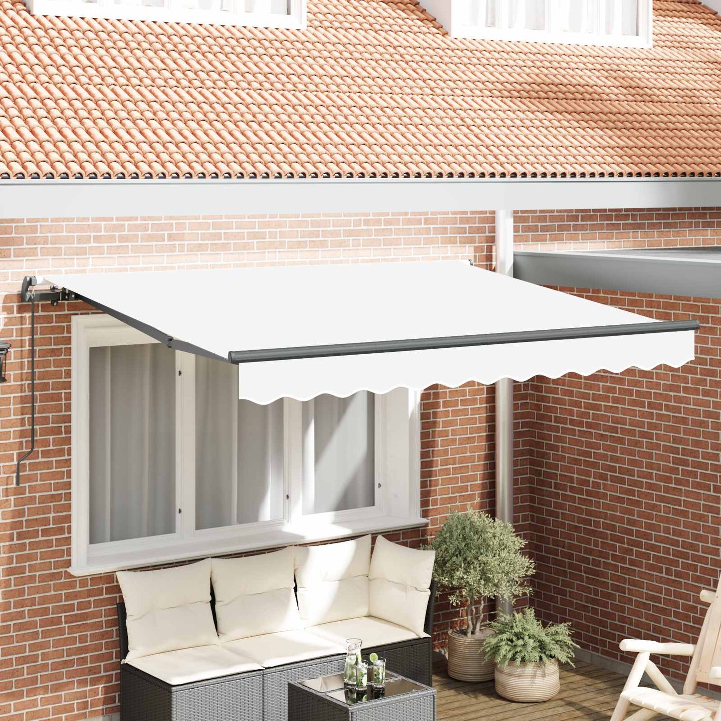 vidaXL Einziehbare Markise Weiß 250 x 200 cm Polyester und Aluminium