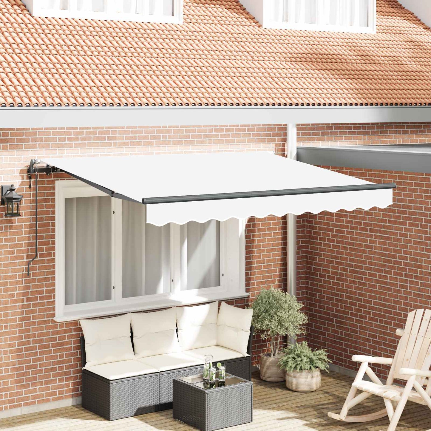 vidaXL Einziehbare Markise Weiß 250 x 200 cm Polyester und Aluminium