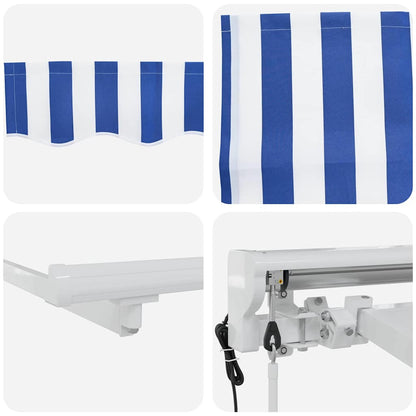 vidaXL Einziehbare Markise Blau und Weiß 300 x 200 cm