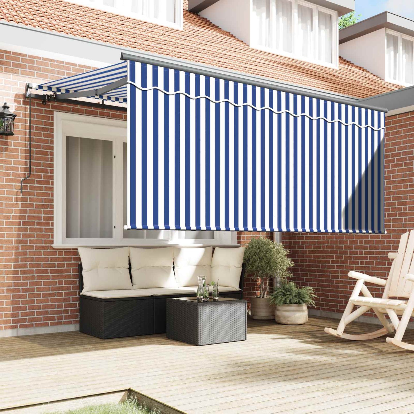 vidaXL Einziehbare Markise Blau und Weiß 300 x 200 cm