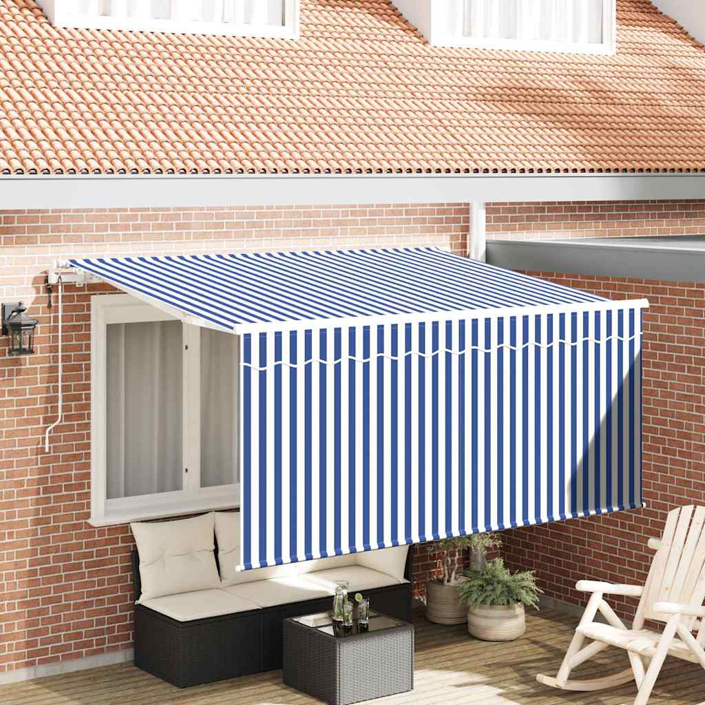 vidaXL Einziehbare Markise Blau und Weiß 300 x 200 cm