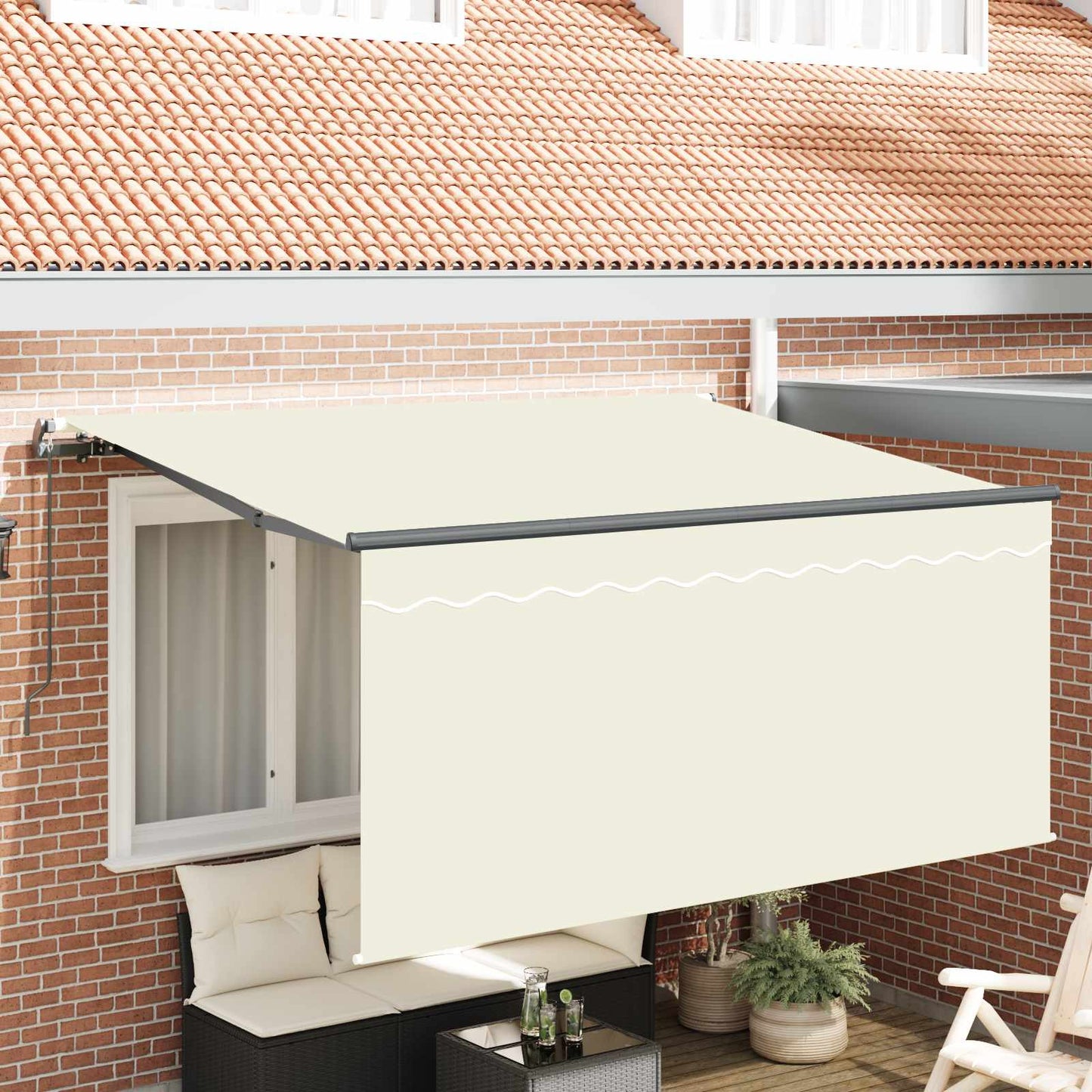 vidaXL Einziehbare Markise Creme 300 x 200 cm Polyester und Aluminium