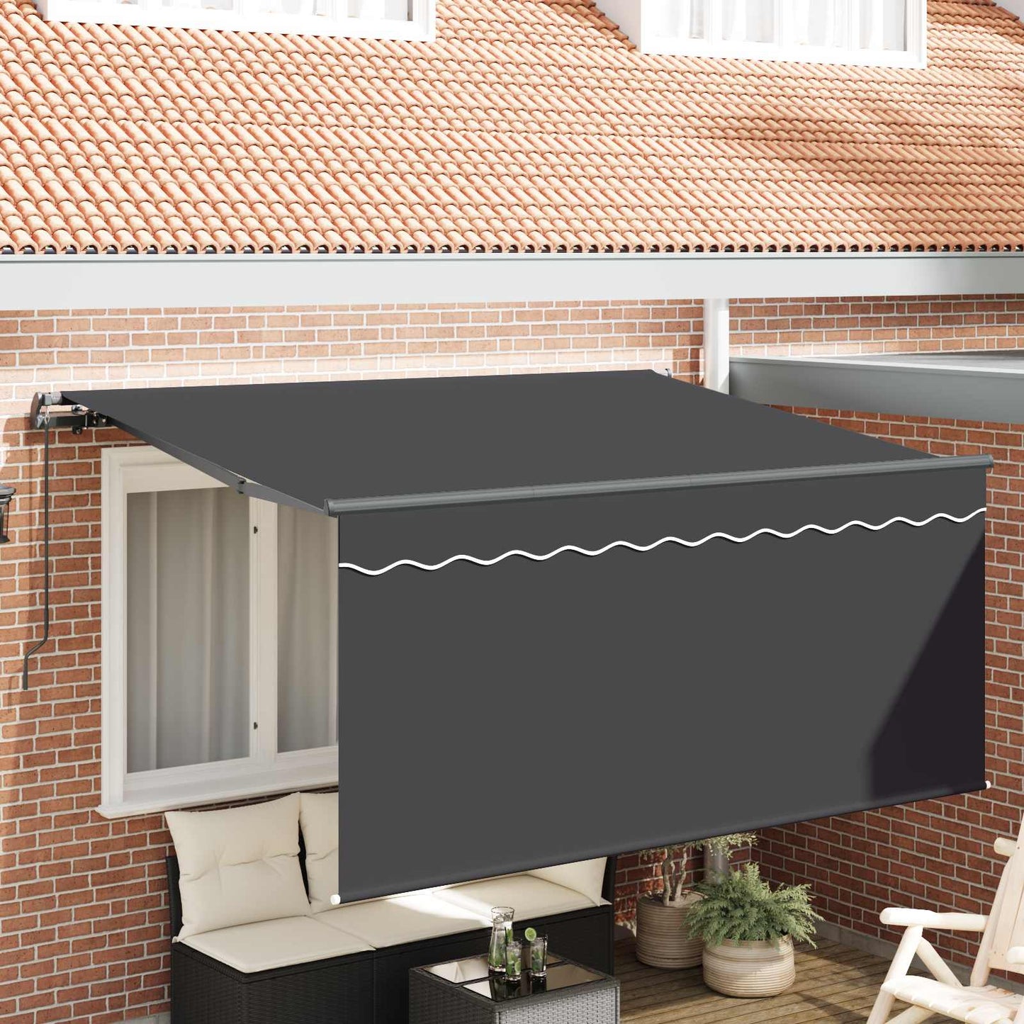 vidaXL Einziehbare Markise Gestreift Anthrazit 300 x 200 cm Stoff
