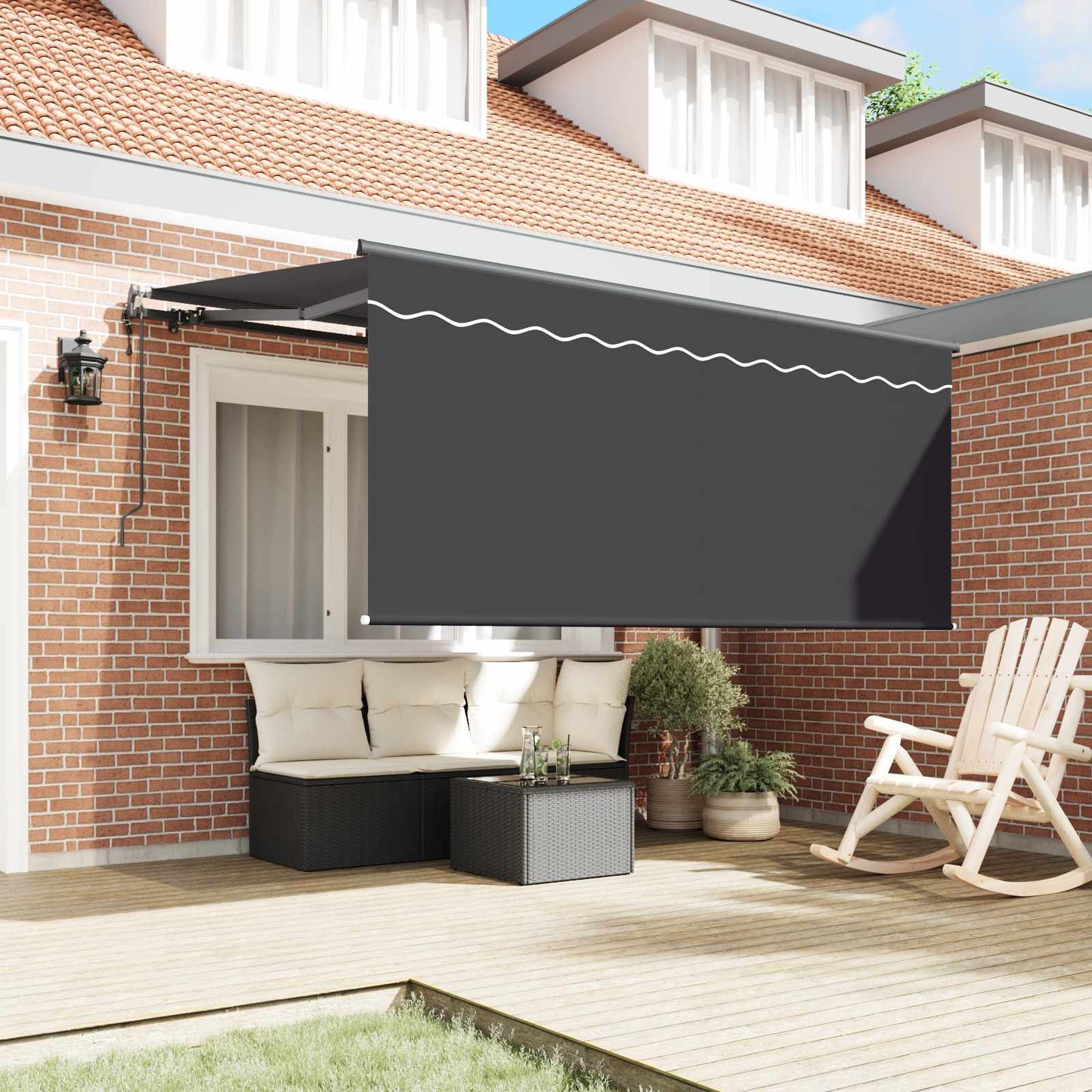 vidaXL Einziehbare Markise Gestreift Anthrazit 300 x 200 cm Stoff