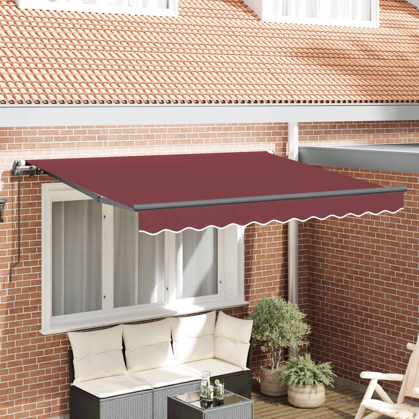 vidaXL Einziehbare Markise Bordeauxrot 300 x 200 cm