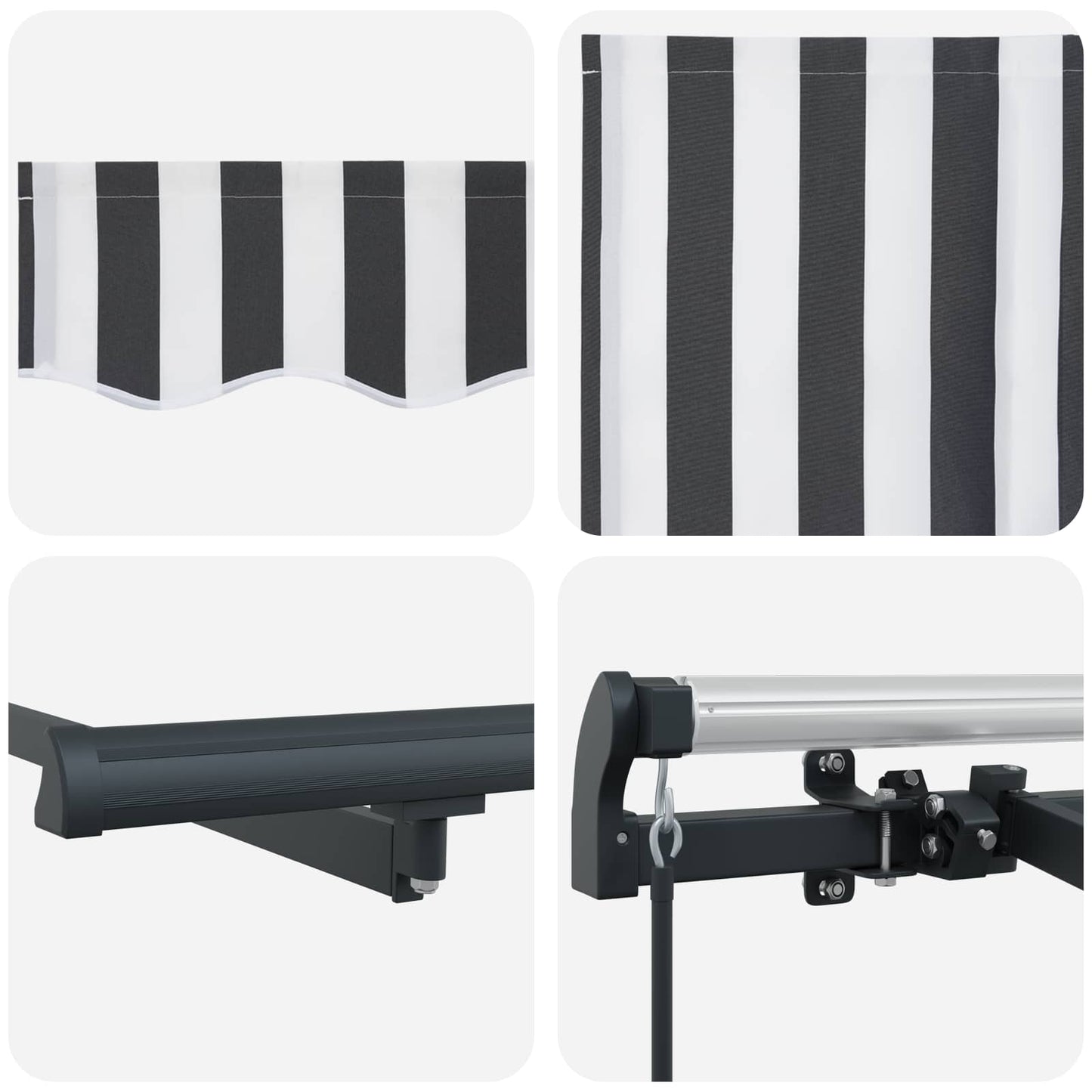 vidaXL Auvent rétractable anthracite et blanc 300 x 200 cm