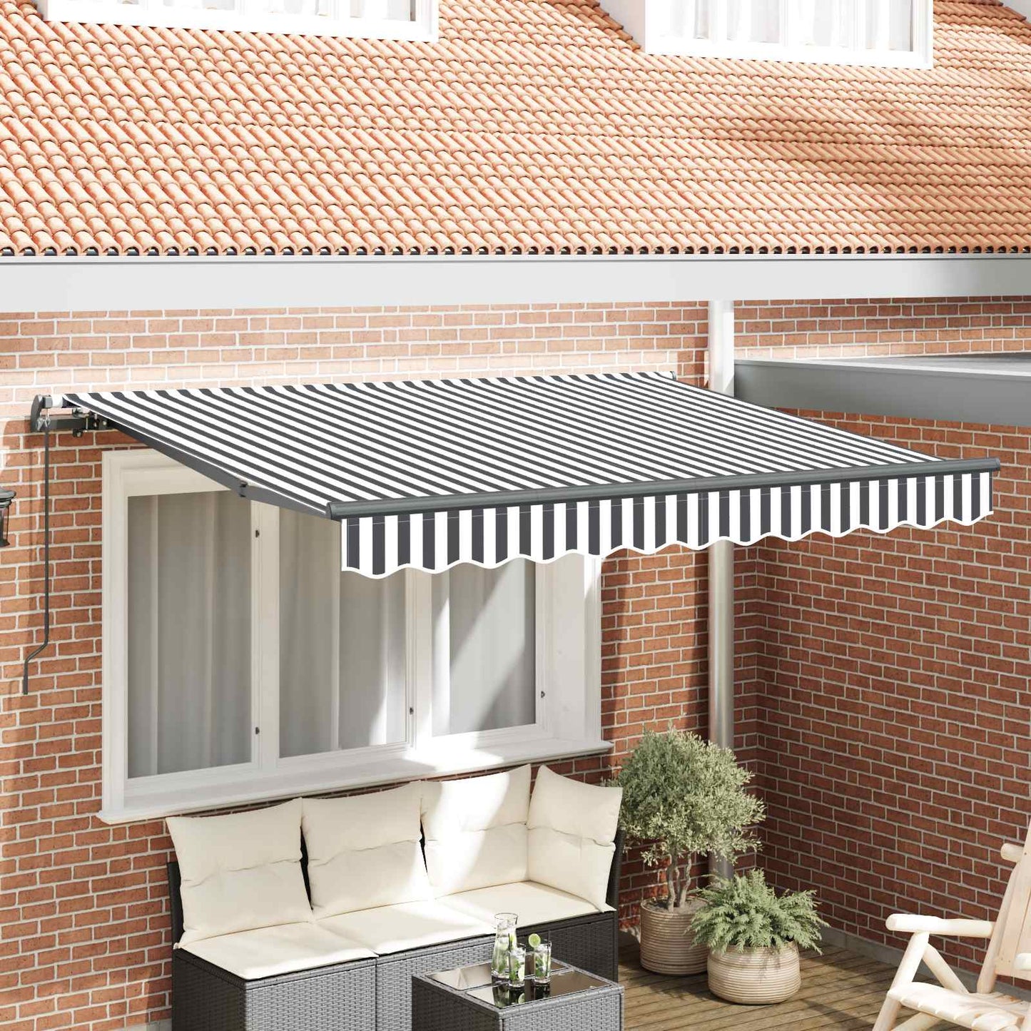 vidaXL Auvent rétractable anthracite et blanc 300 x 200 cm
