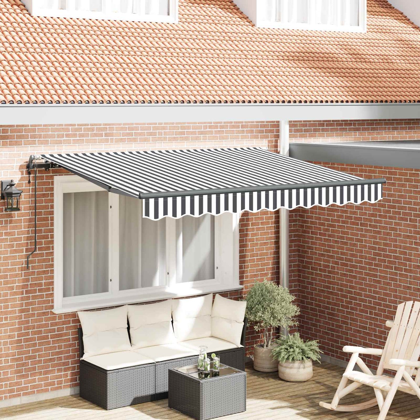vidaXL Auvent rétractable anthracite et blanc 300 x 200 cm