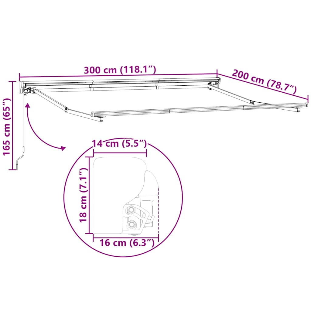 vidaXL Einziehbare Markise Weiß 300x200 cm Stoff