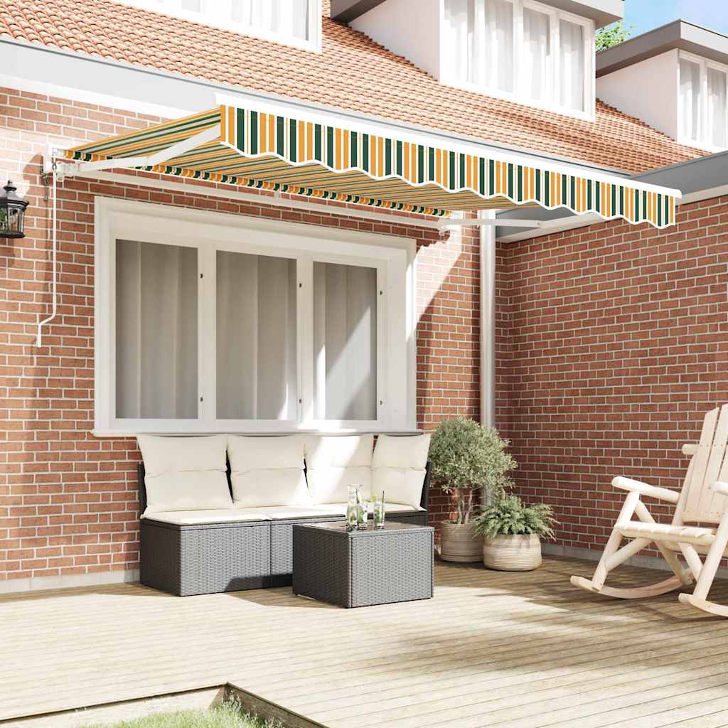 vidaXL Einziehbare Markise Grün und Gelb 300x200 cm Stoff