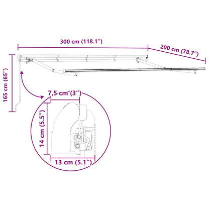 vidaXL Einziehbare Markise Grün und Gelb 300 x 200 cm