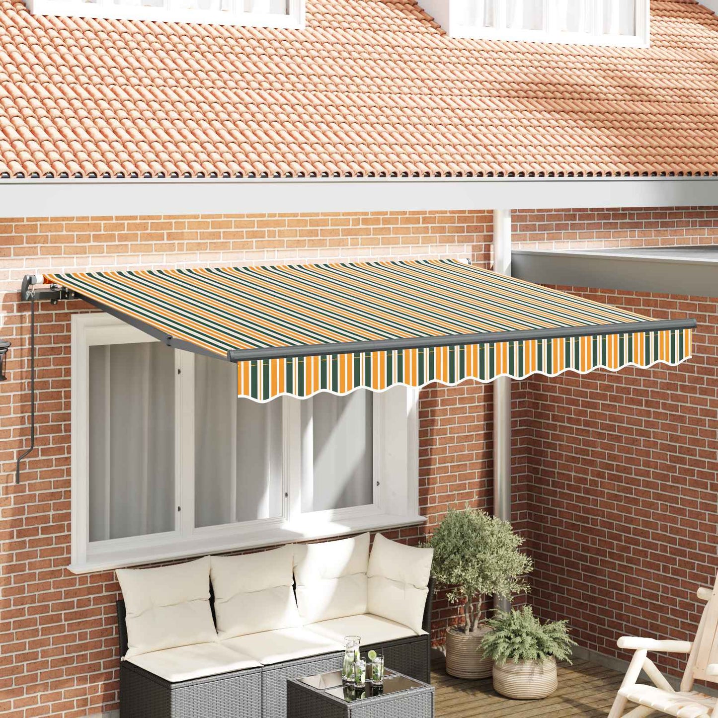 vidaXL Einziehbare Markise Grün und Gelb 300 x 200 cm