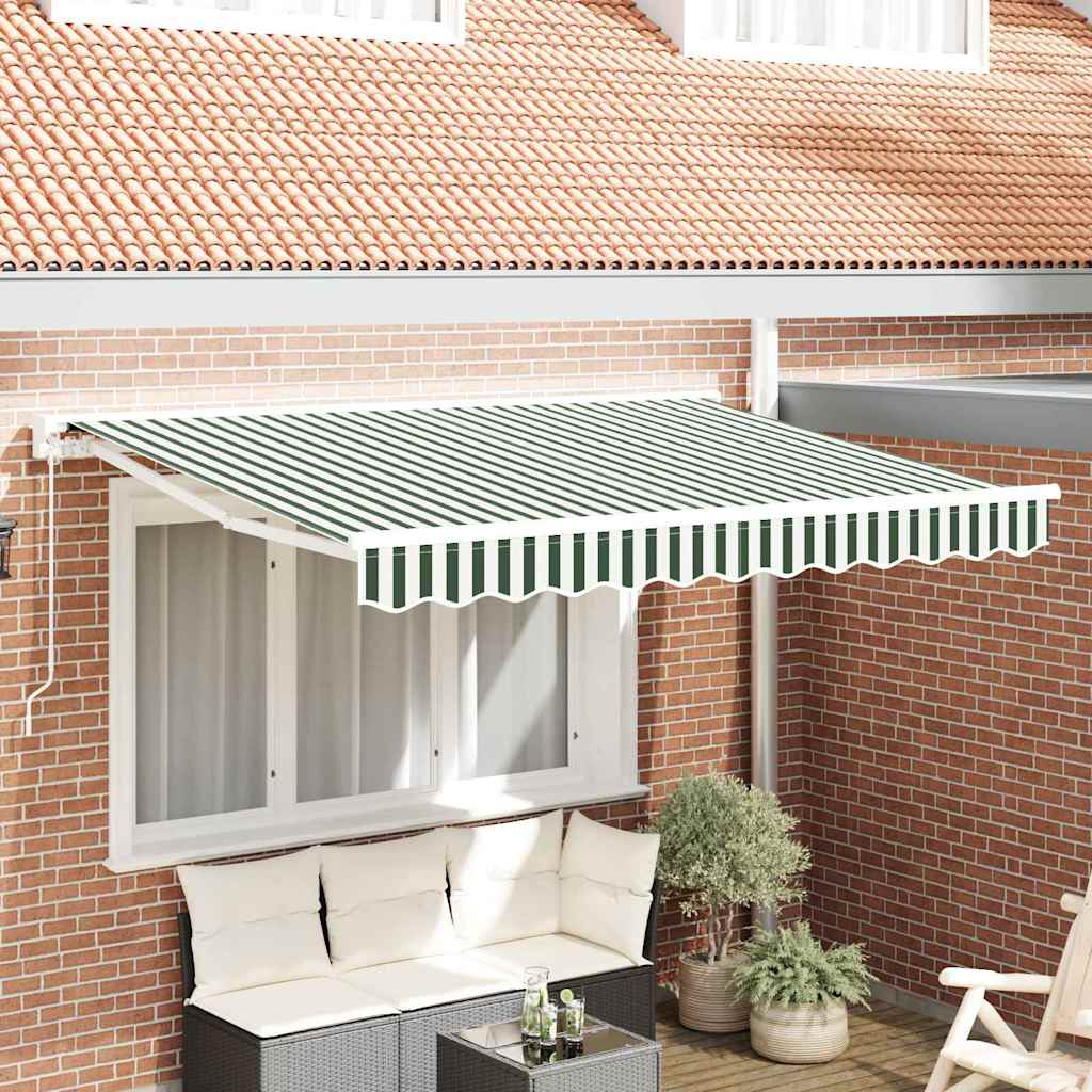 vidaXL Einziehbare Markise Grün und Weiß 300x200 cm Stoff