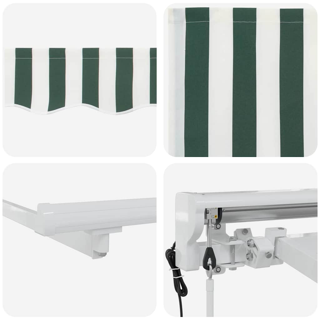 vidaXL Einziehbare Markise Grün und Weiß 300x200 cm Stoff
