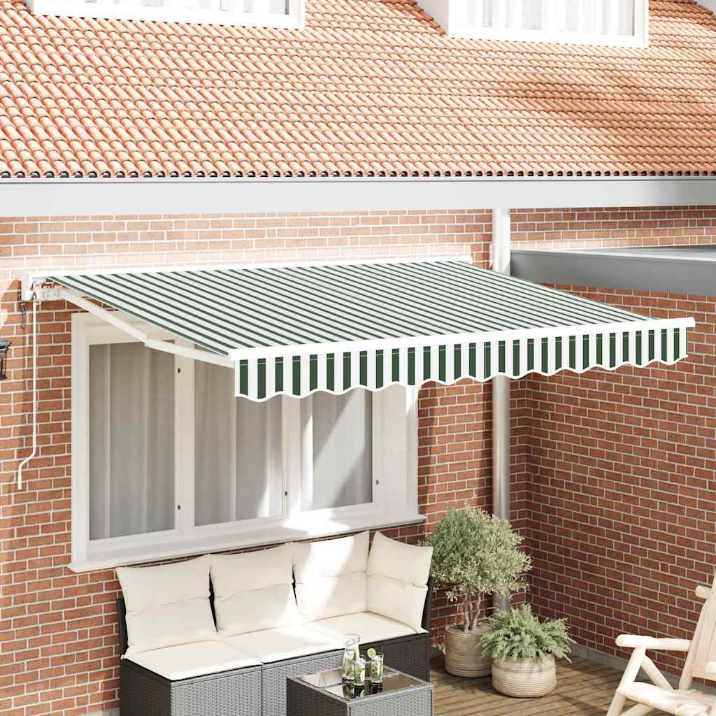 vidaXL Einziehbare Markise Grün und Weiß 300x200 cm Stoff