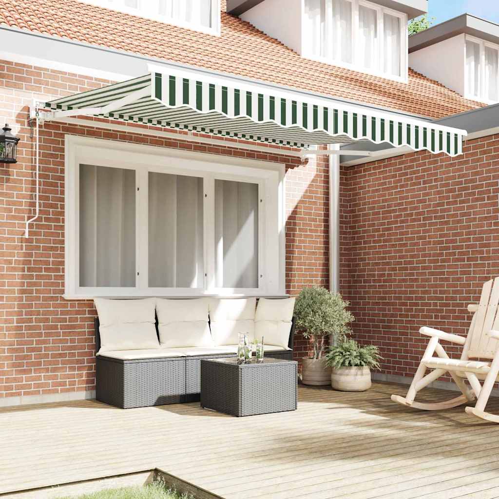 vidaXL Einziehbare Markise Grün und Weiß 300x200 cm Stoff