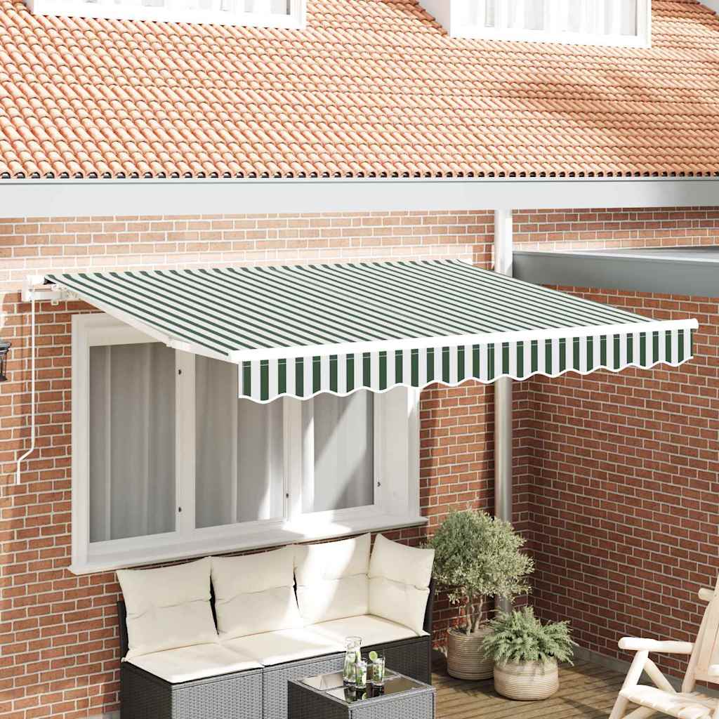 vidaXL Einziehbare Markise Grün und Weiß 300 x 200 cm