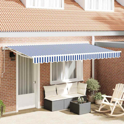vidaXL Auvent Rétractable Bleu et Blanc 350x200 cm Tissu